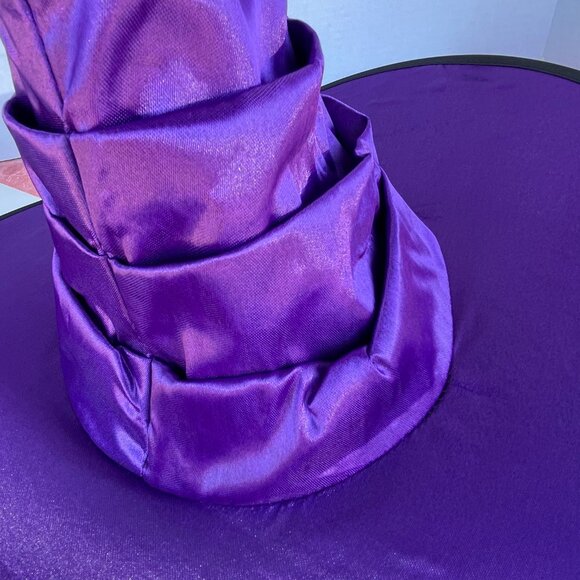 Brand New (4 available) One Size Tiered Tall Pointy Metallic Purple Witch's Hats - Picture 3 of 16